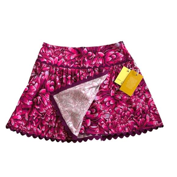 Kika Vargas X Target Skirt Pink Mum Floral Scalloped Edges Pockets Mini Size 8 - Picture 3 of 12